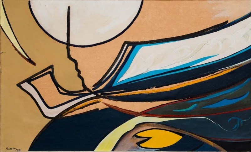 Untitled, Mário Cesariny, 1976, Painting on wood