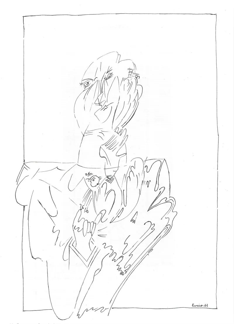 Important Figure, Eurico Gonçalves, 1961, India ink on paper