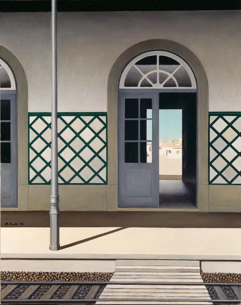 Gare I (Trains, Stations and Halts), Manuel Amado, 1986, Oil on canvas