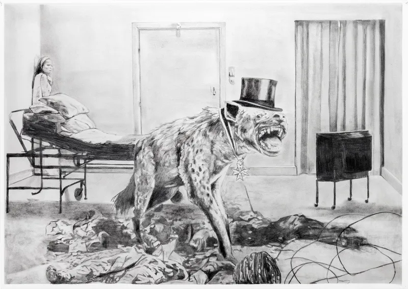 News media, Catarina Patrício, 2022, Graphite and charcoal on paper