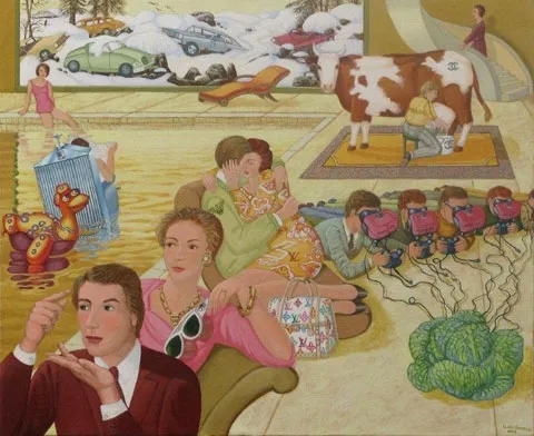Interior com vaca Chanel, Carlos Carreiro, 2009, Acrylic on canvas