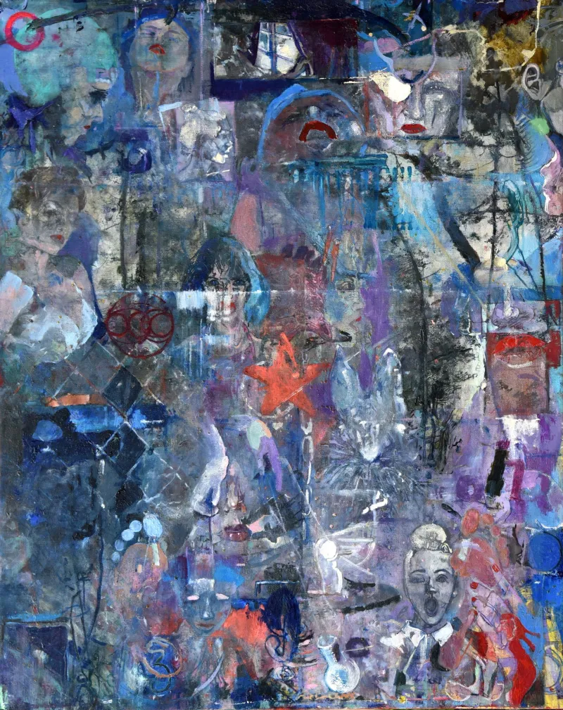 Full tilt diary on the blues, João Cristóvão, 2025, Oil on canvas