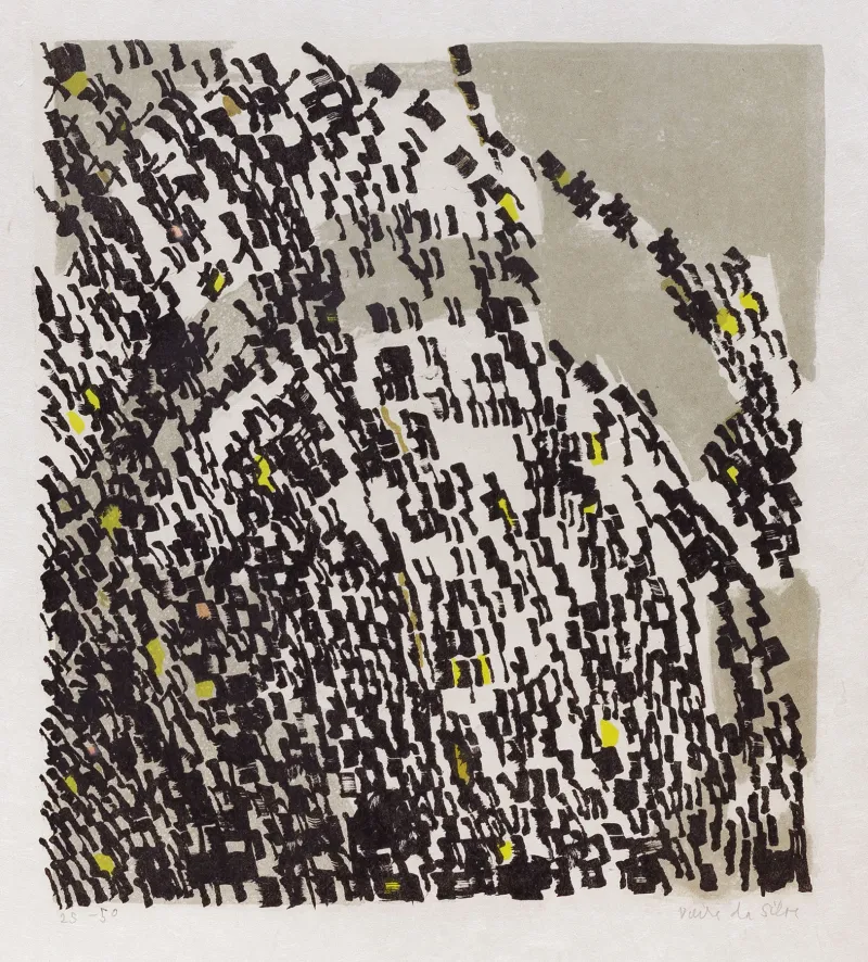 Les Gens, Vieira da Silva, 1971, 7-colour lithograph on Japanese paper