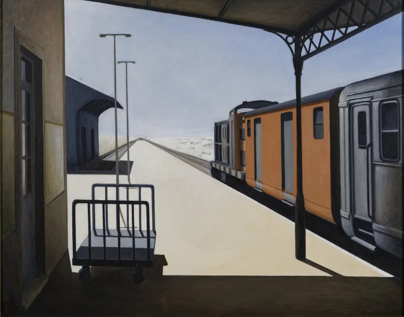 Gare III (Trains, Stations and Halts), Manuel Amado, 1986, Oil on canvas