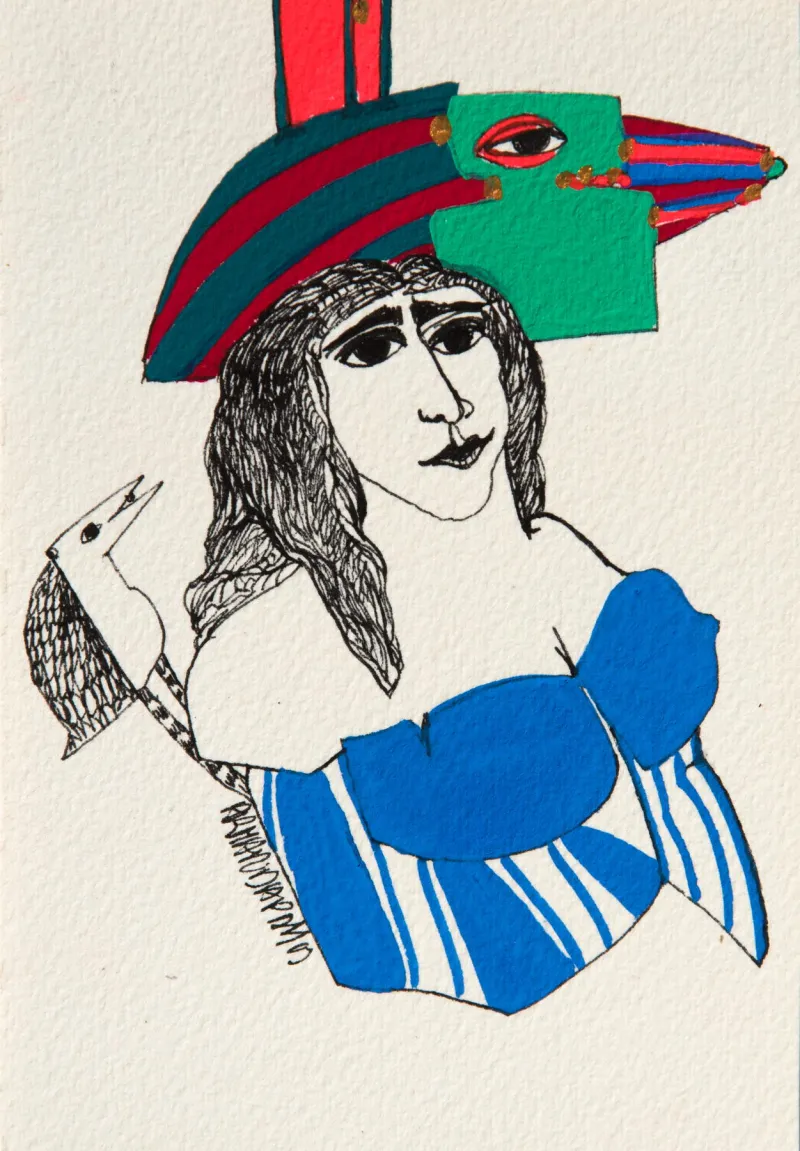 Série retrato 3, Armanda Passos, 2017, India ink and gouache on paper