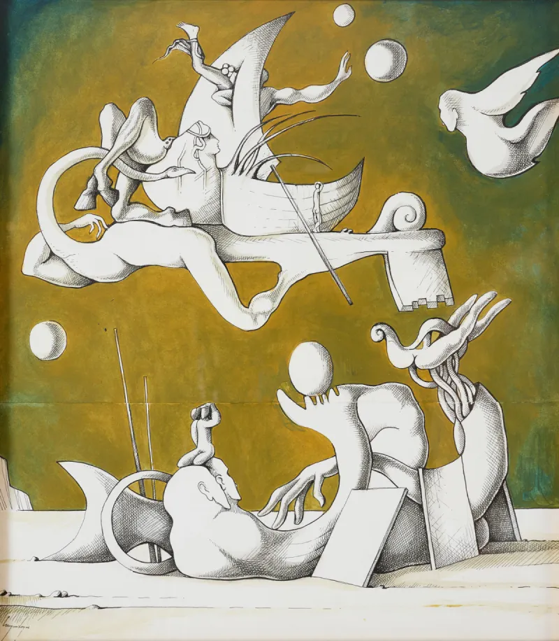 Underground Flying Beings and I..., Cruzeiro Seixas, Mixed media on paper