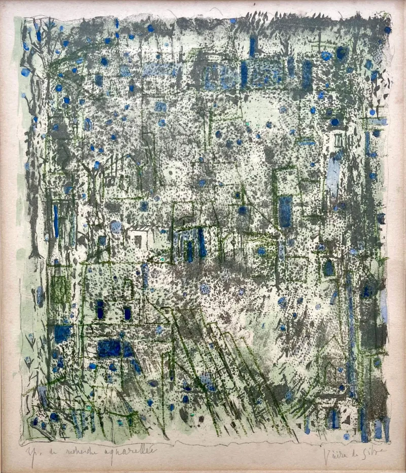 Le Jardin, Vieira da Silva, 1977, Watercolour on lithograph