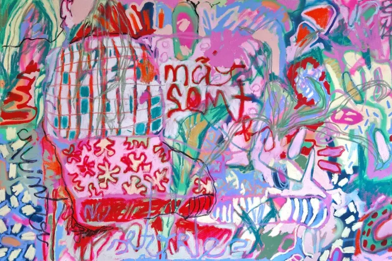 Proibido sentar, Ana Malta, 2022, Mixed media on canvas