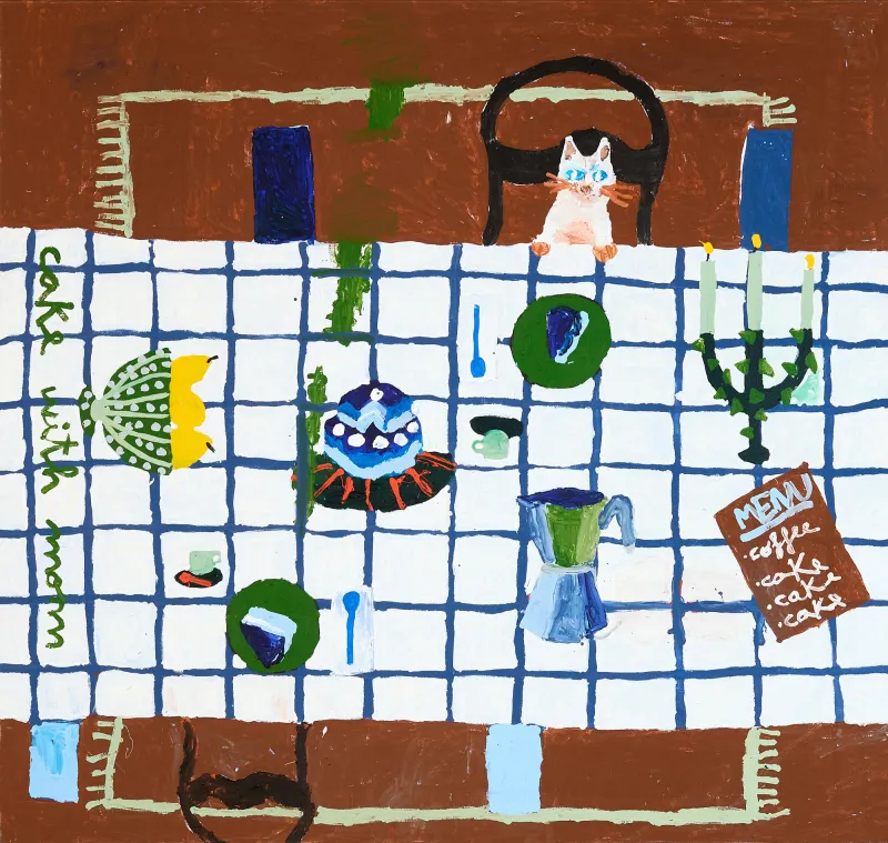 Cake with mum, Sara Gonçalves, 2023, Acrylic on canvas