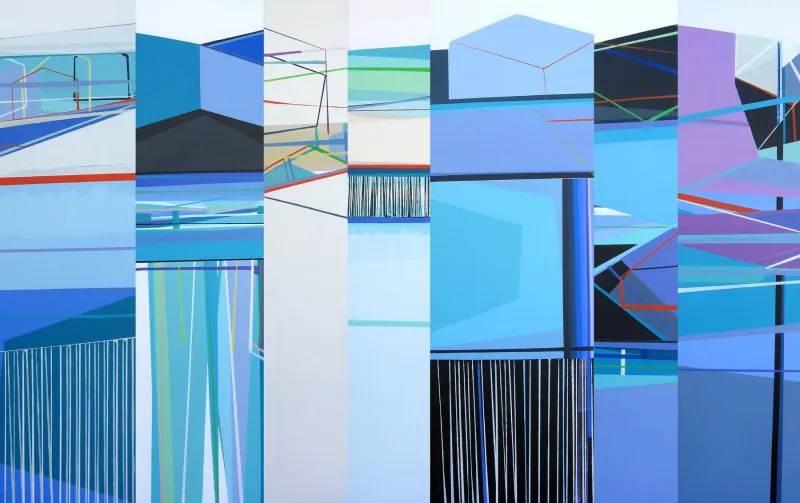 Neighborhood #5 - (polyptych, 7 canvases), Ana Pais Oliveira, 2013, Acrylic on canvas