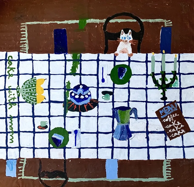 Cake with mum, Sara Gonçalves, 2023, Acrylic on canvas