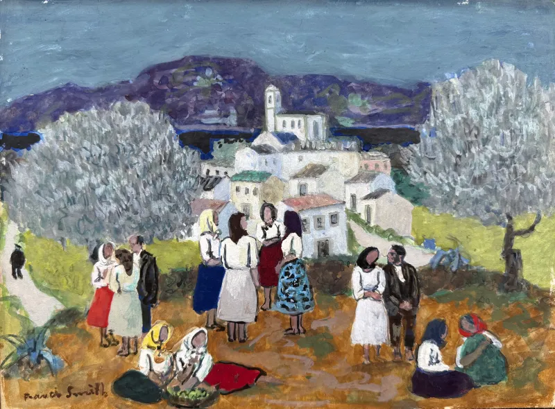 La reunion devant le Village / Escalier animé, Francis Smith, 1937, Gouache on paper